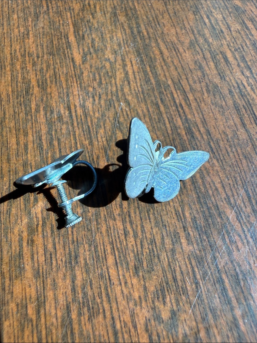 Vintage Butterfly Clip-On Earrings – Antiqued Pewter Tone
